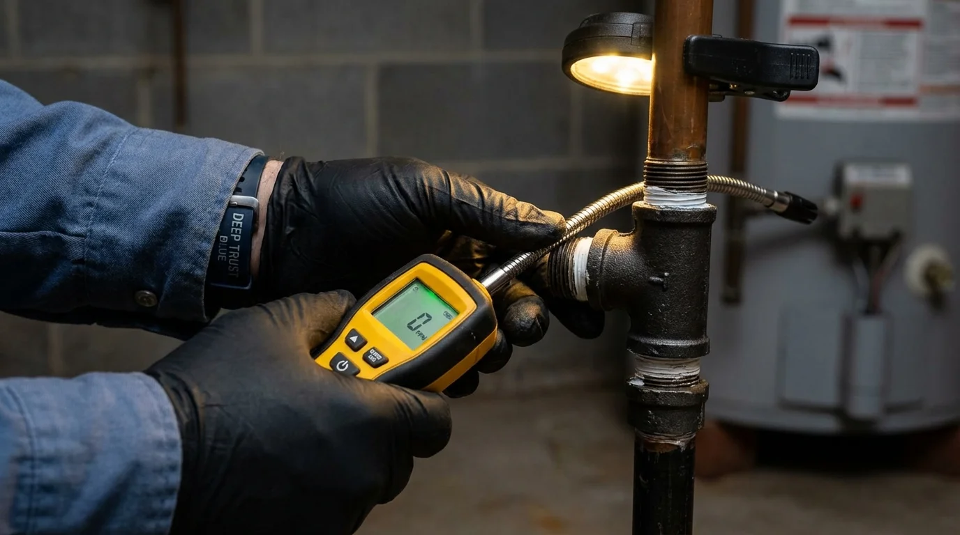 Gas leak detection with electronic sniffer by Johns Plumbing LLC in Alexander
