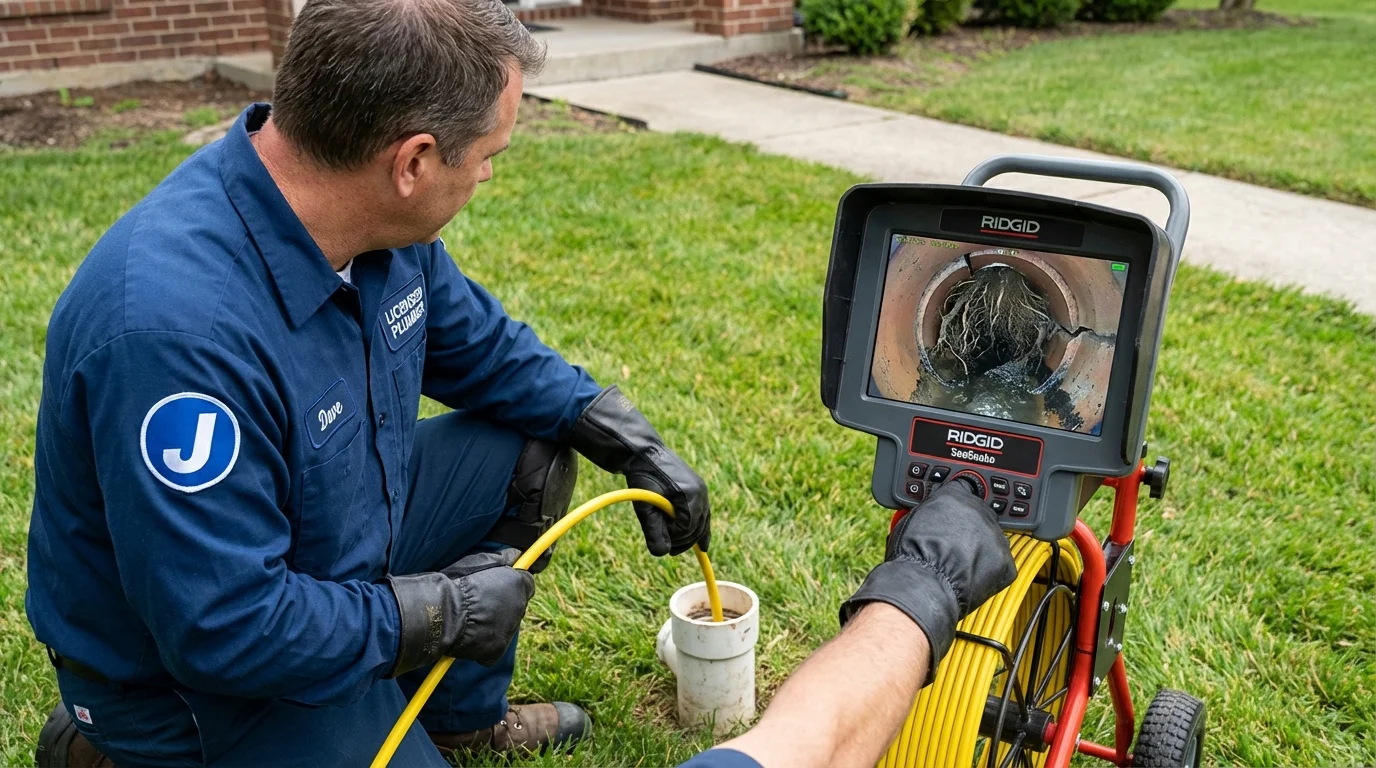 Sewer camera inspection being performed by Johns Plumbing LLC in Alexander