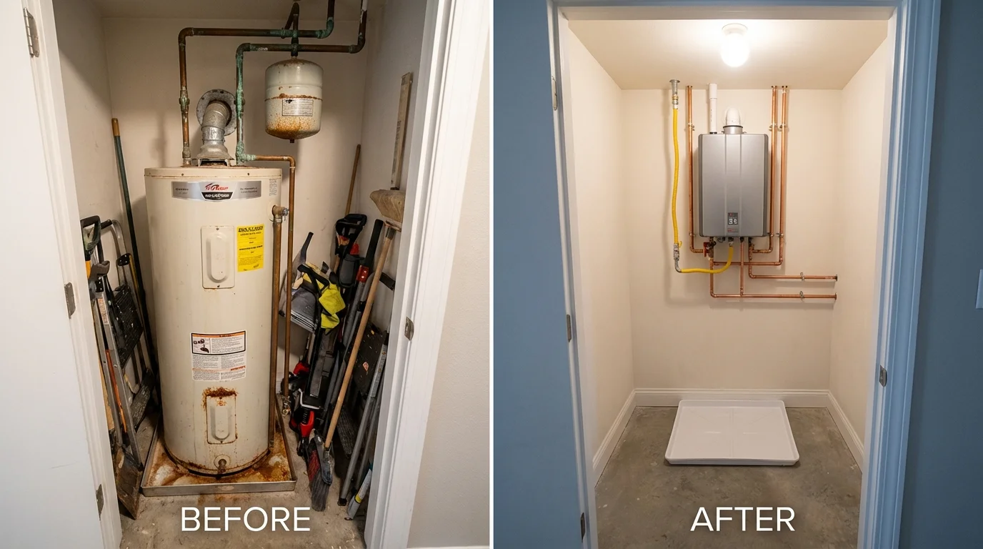 Tank water heater versus wall-mounted tankless unit comparison for Alexander, AR homeowners