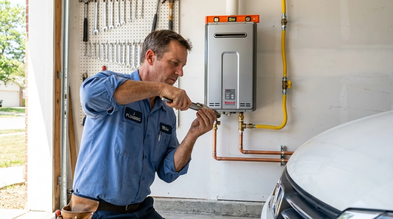Tankless water heater installation by a Johns Plumbing LLC plumber in Alexander